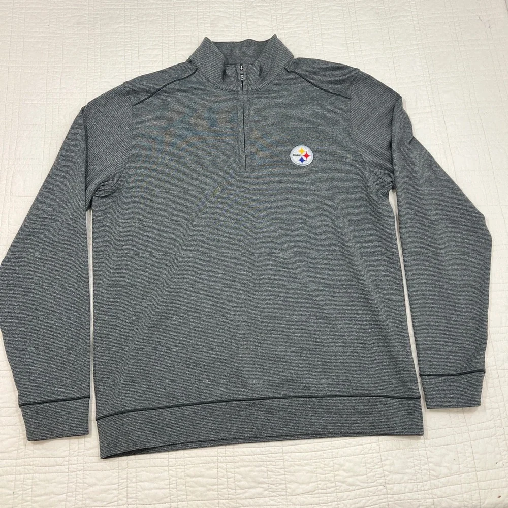 Cutter & Buck Pittsburgh Steelers Gray Quarter Zip Pullover Mens Large CB DryTec